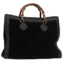 GUCCI Bamboo Hand Bag Suede Leather Black 002 1186 0259 Auth bs14947 - Gucci