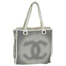 CHANEL Tote Bag Canvas White CC Auth bs15848 - Chanel