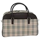 Borsa Boston in tela beige con motivo Nova Check di BURBERRY Auth 81664 - Burberry