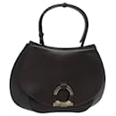 Bolsa de mão em couro marrom Gancini da Salvatore Ferragamo Auth yk13539