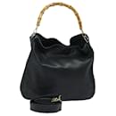 Sac à bandoulière en cuir GUCCI Bamboo 2way Noir 001 1377 3754 Auth 80844 - Gucci