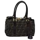 Bolso de mano de lona Zucca FENDI marrón negro Auth 82560 - Fendi