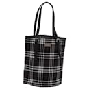 Burberrys Nova Check Blue Label Tote Bag Nylon Leather Black Auth 83195 - Autre Marque