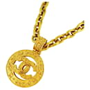 Chanel Necklace Coco Mark Circle GP Plated Gold 94A Women's