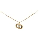 Gold Dior Gold Plated CD Logo Rhinestone Necklace