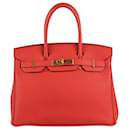 HERMES Birkin 30 Togo Rouge pivoine Finitions Métalliques Or X: 2016 - Hermès