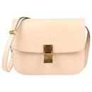 CELINE Box Calfskin Medium Classic Box Flap Crossbody Bag in Powder Beige - Céline