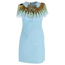 Gucci Embellished Neck Dress Mini Dress in Blue Viscose