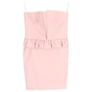 Abito mini senza spalline con volant RED Valentino in lana rosa - Red Valentino