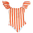 Orange and cream striped swimsuit - size M - Autre Marque