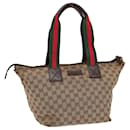 GUCCI GG Canvas Web Sherry Line Tote Bag Canvas Beige Auth ti1861 - Gucci