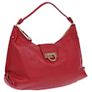 Salvatore Ferragamo Gancini Shoulder Bag Leather Red Auth 83804