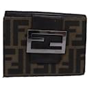 FENDI Zucca Canvas Wallet Black Brown Auth yk13745 - Fendi