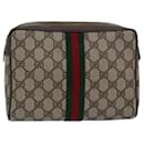 GUCCI GG Supreme Web Sherry Line Clutch Bag PVC Beige Red 63 01 012 Auth yk13788 - Gucci