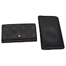 LOUIS VUITTON Monogram Wallet Leather 2Set Black LV Auth bs16202 - Louis Vuitton