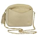 BALLY Ketten-Schultertasche aus Leder Beige Auth yb588 - Bally