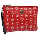 MCM Vicetos Logogram Clutch Bag PVC Red Auth 83991