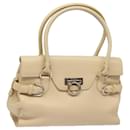 Salvatore Ferragamo Gancini Shoulder Bag Leather Beige Auth 84236