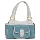 CELINE C Macadam Canvas Handtasche aus Wildleder in Hellblau Auth 81050 - Céline