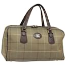 Burberrys Nova Check Boston Bag Canvas Leather Beige Brown Auth yb602 - Autre Marque