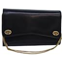 GUCCI Chain Hand Bag Leather Navy Auth yk13717 - Gucci