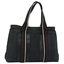 HERMES Toroca Horizontal MM Hand Bag Canvas Black Brown Auth bs16023 - Hermès