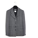 Chanel 01P Jacket FR42 Pinstripe Navy Belt Jacket US12