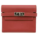 Portefeuille Hermes Kelly en rouge vermillon - Hermès