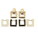 Gold Dior Gold Plated Rhinestone CD Logo Square Set Clip-On Earrings