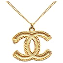 Gold Chanel Gold Plated CC Pendant Necklace