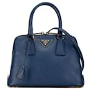 Blue Prada Small Saffiano Lux Promenade Satchel