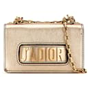 Gold Dior Mini Metallic Calfskin JAdior Chain Flap Crossbody Bag