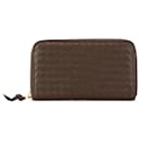 Brown Bottega Veneta Intrecciato Zip Around Long Wallet