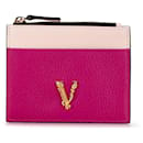 Porte-cartes en cuir bicolore Virtus avec logo Versace rose