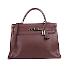 HERMES Kelly 35 Taurillon Clemence Prune Ferrures en métal argenté □L: 2008 - Hermès