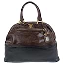 Sac à main en cuir Prada marron noir avec quincaillerie dorée en excellent état - Autre Marque