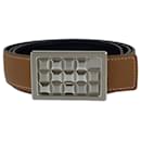 Hermes Studded Buckle Belt Gold Brown Silver - Hermès
