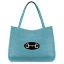 Gucci Blue Raffia Horsebit 1955 Tote