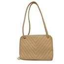 Sac à épaule en agneau beige Chanel