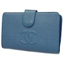 Chanel Blue Caviar Leather Bi-Fold Wallet