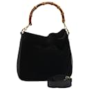 GUCCI Bamboo Handtasche aus Wildleder 2way schwarz Auth 81045 - Gucci