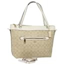 Coach Signature Tote Bag aus PVC-Leder 2-in-1 Beige Weiß Auth am6455