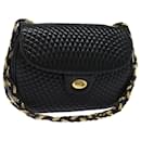 BALLY Quilted Chain Shoulder Bag Leather Black Auth ac3144 - Bally