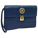 Bolso de mano de cuero azul Gianni Versace Auth ac3121