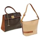 CELINE Macadam Canvas Shoulder Bag PVC Leather 2Set Beige Brown Auth am6537 - Céline