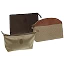 CELINE Saint Laurent Macadam Canvas Pouch PVC 3Set Beige Brown Auth bs16197 - Céline