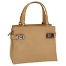 Salvatore Ferragamo Gancini Hand Bag Leather Beige Auth yk13698