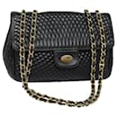 BALLY Quilted Chain Shoulder Bag Leather Black Auth kk268 - Bally