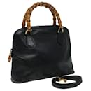 Sac à main en cuir GUCCI Bamboo 2 voies noir 000 090 0290 Auth 82700 - Gucci