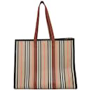 Borsa tote in pelle marrone a righe Burberry